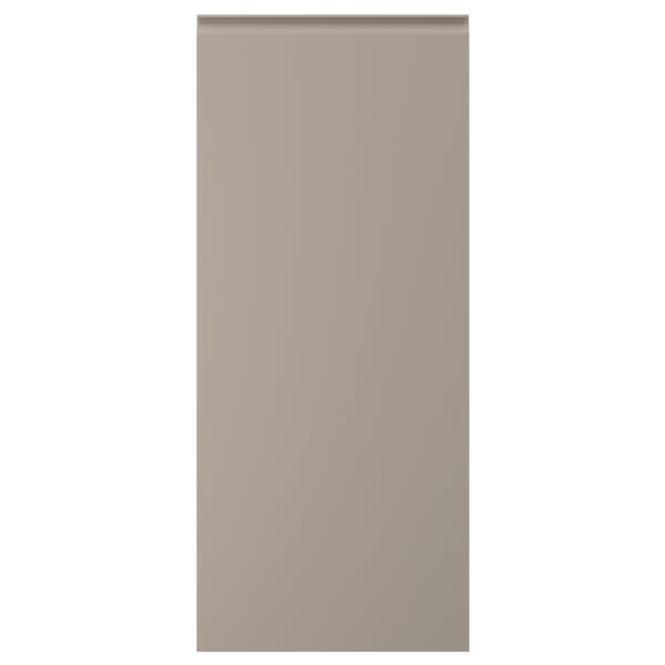 UPPLÖV beige kitchen cabinet with integrated handles.