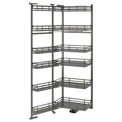 A grey UTRUSTA storage unit with multiple pull-out baskets for organised storage.