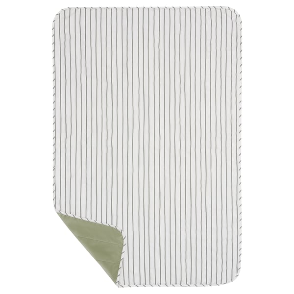 UTSÅDD pet blanket, grey stripes, white background, rectangular shape, reversible.