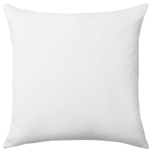 White square decorative pillow with smooth, plush fabric.