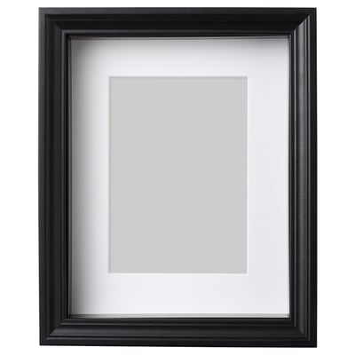 Black photo frame with white mat, rectangular shape, simple design.