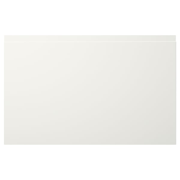 Västervik white cabinet door with sleek, integrated handle.