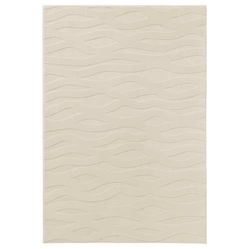 VÄXELFEL: beige 3d wavy rug, recycled polyester, rectangular, soft, anti-slip.