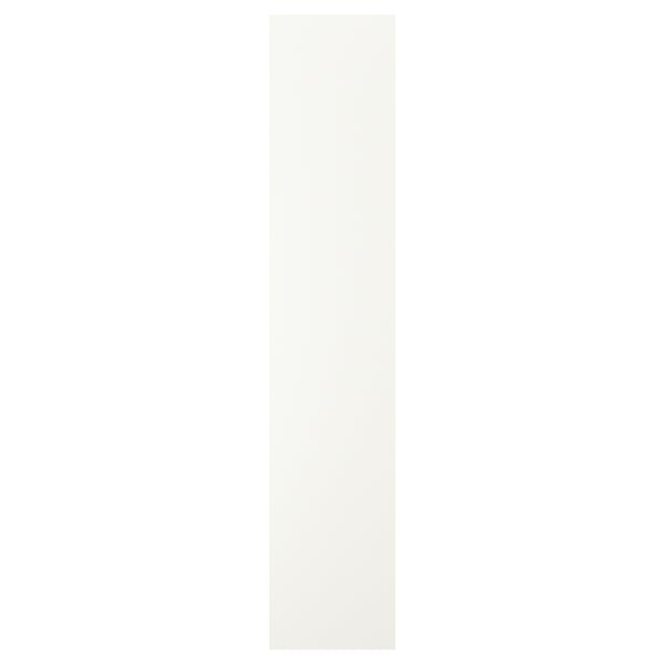 White VALLSTENA cabinet door. Simple, smooth design. 25 year warranty. Easy to clean.