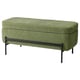 Green and black VALTORP bench with metal legs and storage.