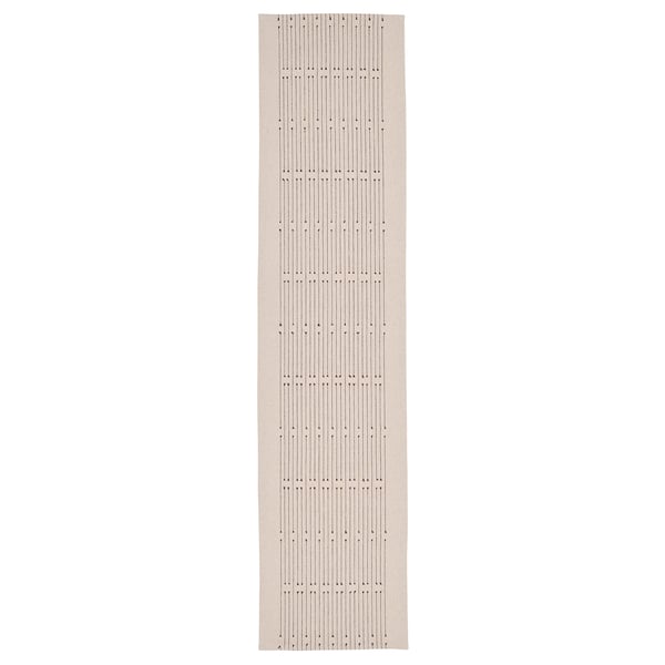 VÅRARV beige table runner, rectangular, textured cotton-jute blend, subtle tassels, traditional style.