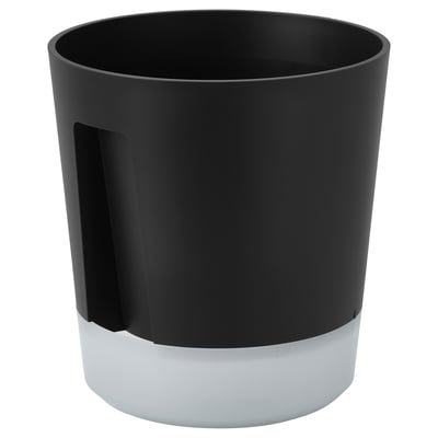 Black & white self-watering planter with handle