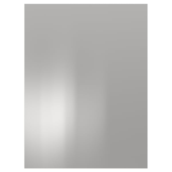 Stainless steel kitchen panel. Sleek, grey, vertical rectangle with polished finish.