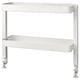 The VATTENKAR white metal shelf unit, sleek and modern with two tiers, perfect for small spaces.