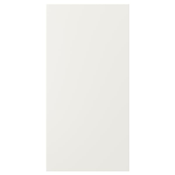 A VEDDINGE white kitchen cabinet door with sleek, modern design and smooth finish.