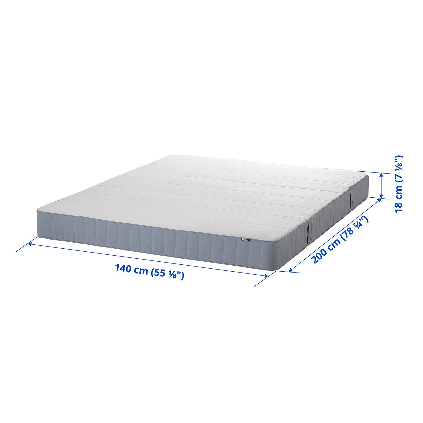 VESTMARKA sprung mattress, firm/light blue, 140x200 cm - IKEA Latvia
