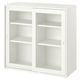 A white VIHALS cabinet with glass doors, suitable for small spaces. It has a sleek design and sliding doors.