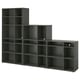 Black VIHALS modular storage with cube shelves.