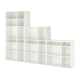 VIHALS white modular storage shelves in textured squares, heights vary, eco-friendly particleboard, ideal for room organization.