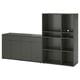 Black modern storage set with cabinet and open shelves.