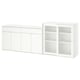 White VIHALS storage set, modern minimalist design, includes sliding door cabinet, and sideboard with drawers.
