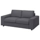 VIMLE sofa, gray, modern minimalist design, rectangular shape, fabric-covered, two cushions.