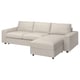 VIMLE sofa-bed in beige with chaise, featuring removable covers and easy conversion to a bed.