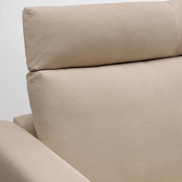 Modern sofa with plush cushions, high resilience foam for comfort and support. Clean, light beige upholstery.
