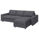 VIMLE gray sectional sofa; modern design with removable cushions.