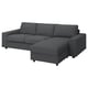 VIMLE grey sectional sofa, modern l-shape, soft fabric, plus storage.