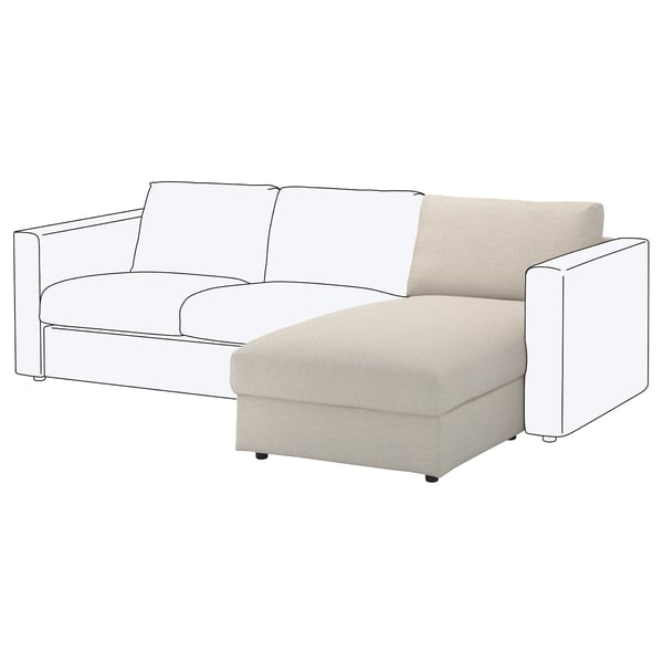 VIMLE light grey sofa with storage chaise, modern minimalist design.