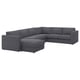 The grey VIMLE sectional sofa is a modular, dark grey design with a chaise lounge and multiple cushions.