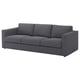 A dark grey VIMLE sofa with clean lines, upholstered in recycled polyester fabric.