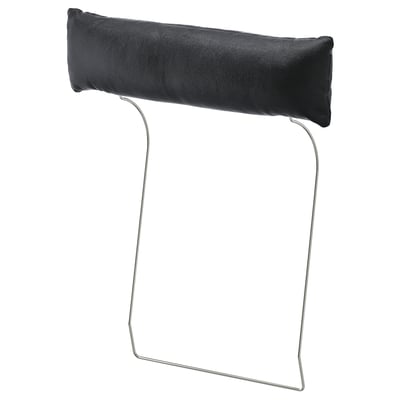 VIMLE black leather headrest, chrome frame, ergonomic design for neck support.