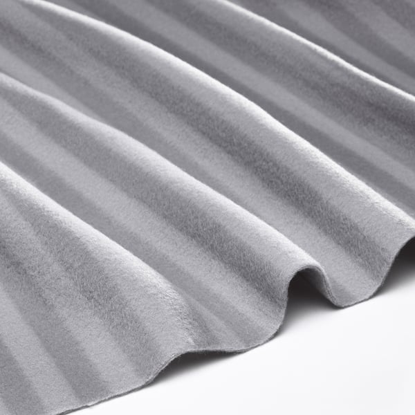 Soft, grey fleece throw, gently draped, showing its smooth texture.