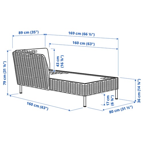 Illustration with measurements for the product: VITTSKÄR.