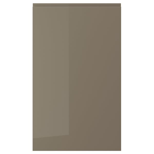 VOXTORP door, high-gloss dark grey-brown, sleek & modern, seamless handle, rectangular shape, smooth finish.