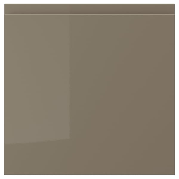 VOXTORP door: sleek, dark grey-brown, glossy finish; rectangular shape, integrated handle.