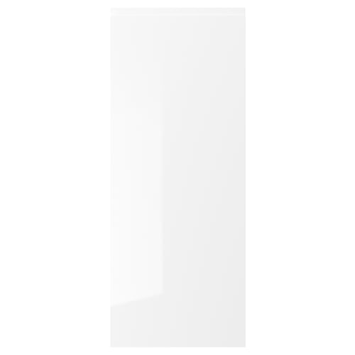 VOXTORP white high gloss kitchen cabinet with integrated handles. Clean, modern design. Easy to wipe.