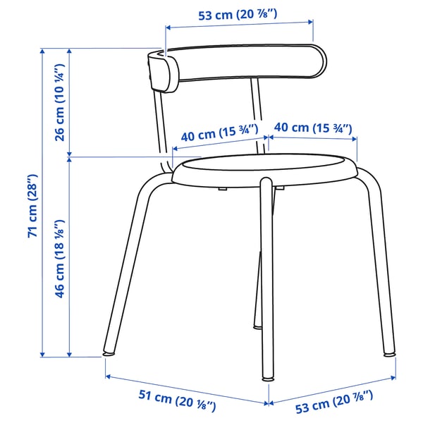 Illustration with measurements for the product: YNGVAR.