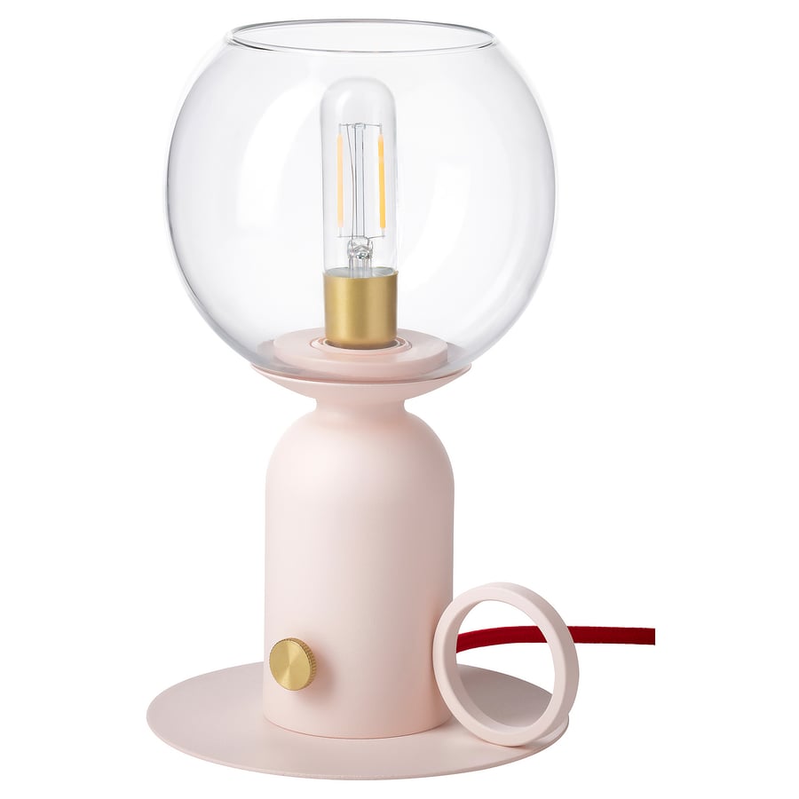 ÅSKMULLER galda lampa, regulējama gaismas intensitāte gaiši rozā/sarkanā krāsā, 24 cm