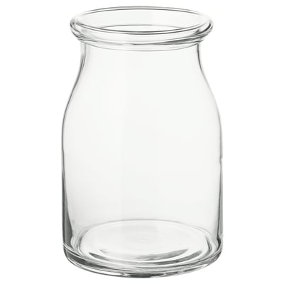 BEGÄRLIG caurspīdīga stikla vāze, roku darbs, noapaļota forma.