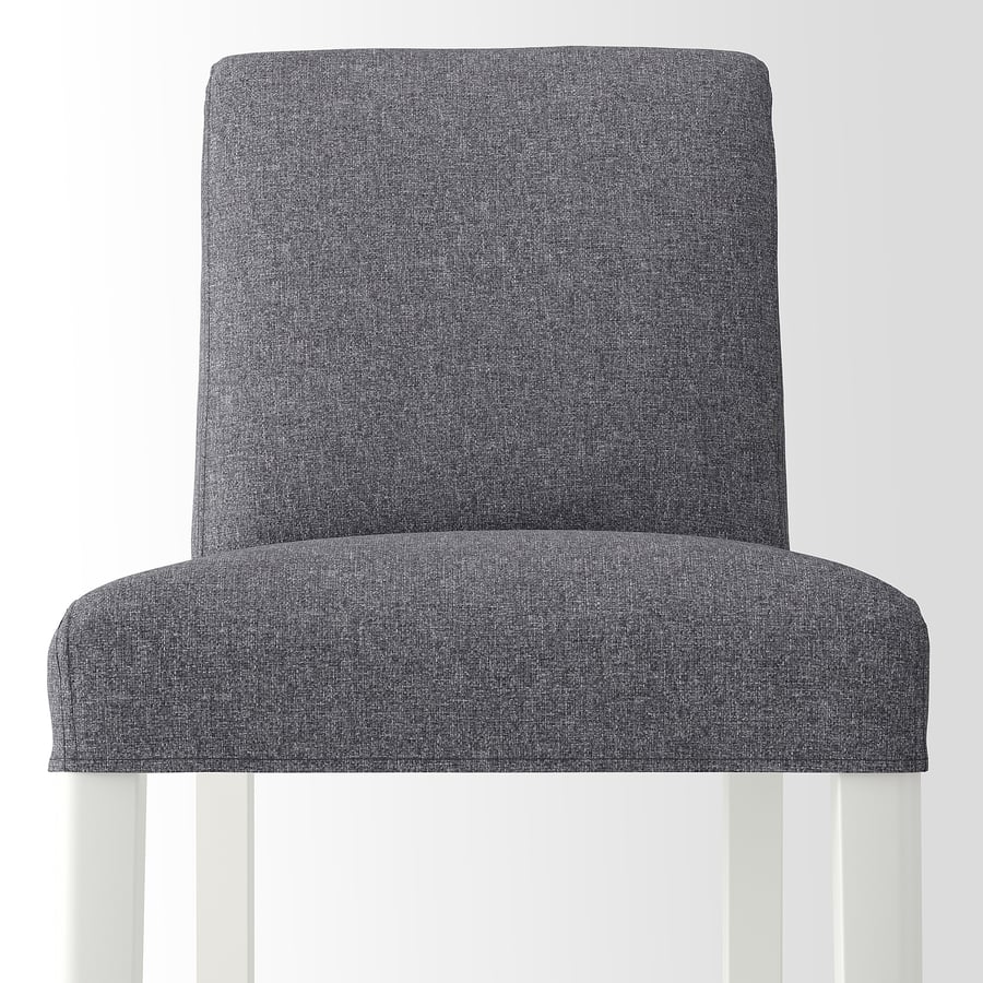 BERGMUND bāra krēsls ar atzveltni, darba virsmas augstuma baltā krāsā/Gunnared pelēks, 62 cm