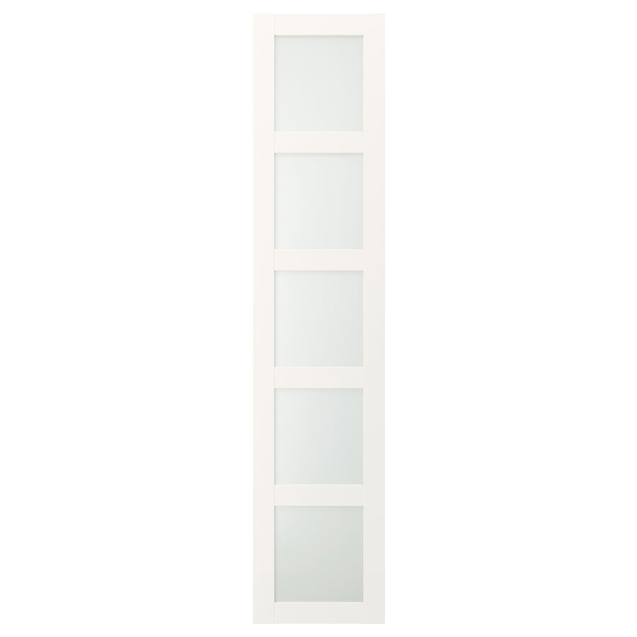 BERGSBO  eņģu durvis, 50x229 cm, matēts stikls/baltā krāsā   rokturis, 213 mm, nerūsējošais tērauds