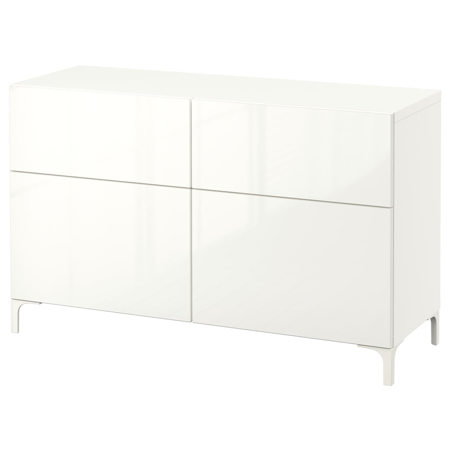 BESTÅ Skapis 120x40x74 cm (standarta enģes), balts/ Selsviken balts glancēts
