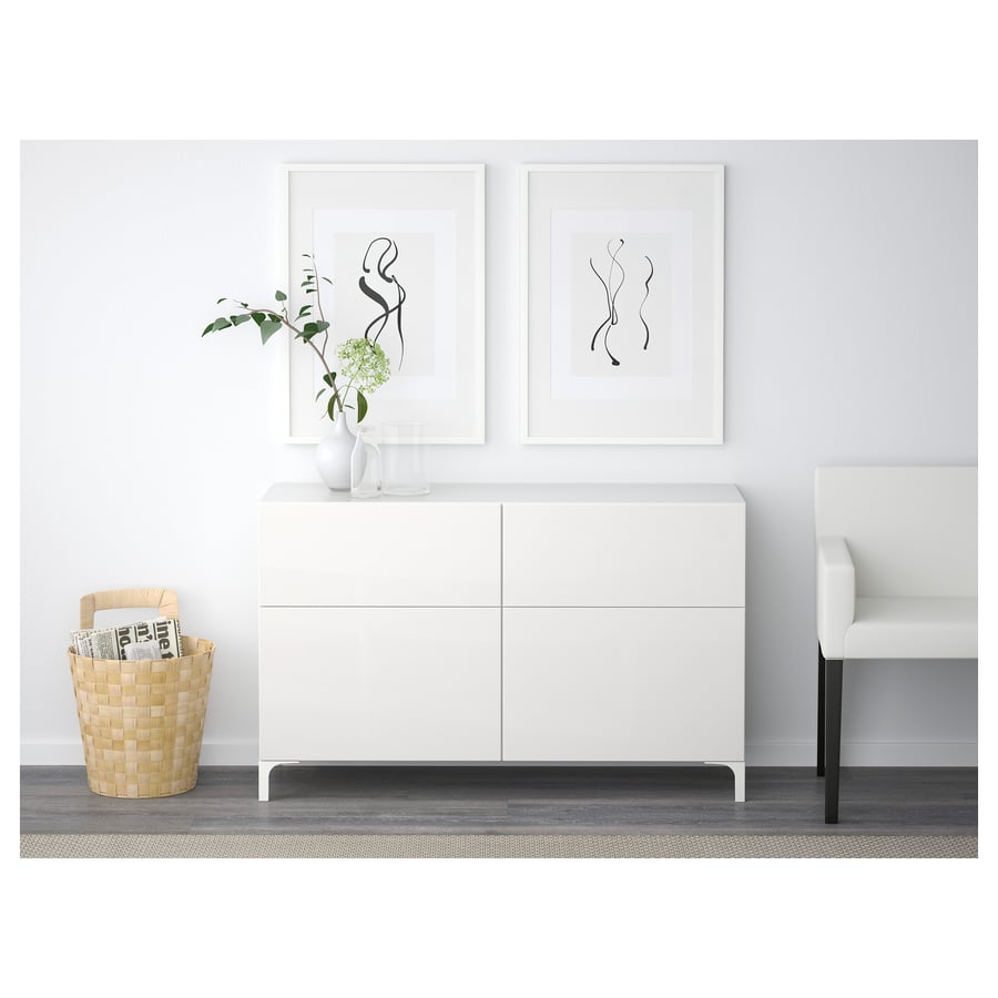 BESTÅ Skapis 120x40x74 cm (standarta enģes), balts/ Selsviken balts glancēts BESTÅ Skapis 120x40x74 cm (standarta enģes), balts/ Selsviken balts glancēts