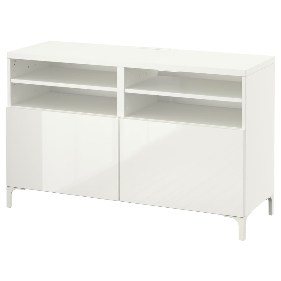 BESTA TV galds 120x40x74 cm, balts/ Selsviken balts glancēts