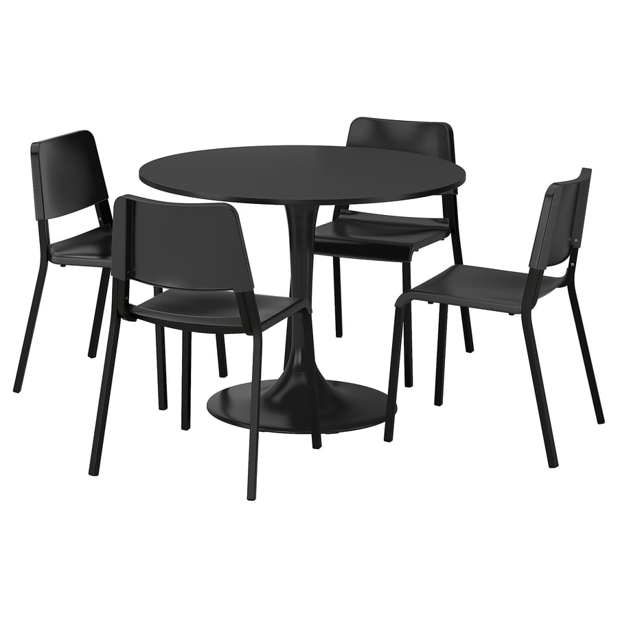 DOCKSTA / TEODORES galds un 4 krēsli, melnā krāsā melnā krāsā/melnā krāsā, 103 cm