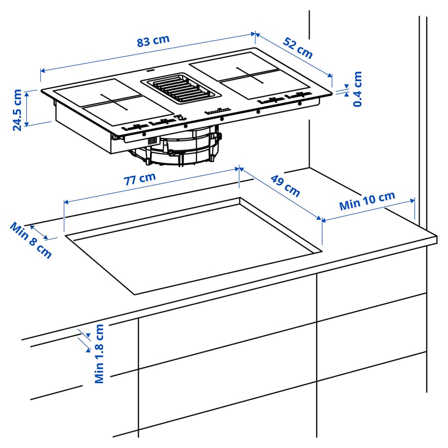 FÖRDELAKTIG induktsioonpliit/integr õhupuhasti 83x52x90.6 cm IKEA 700 must