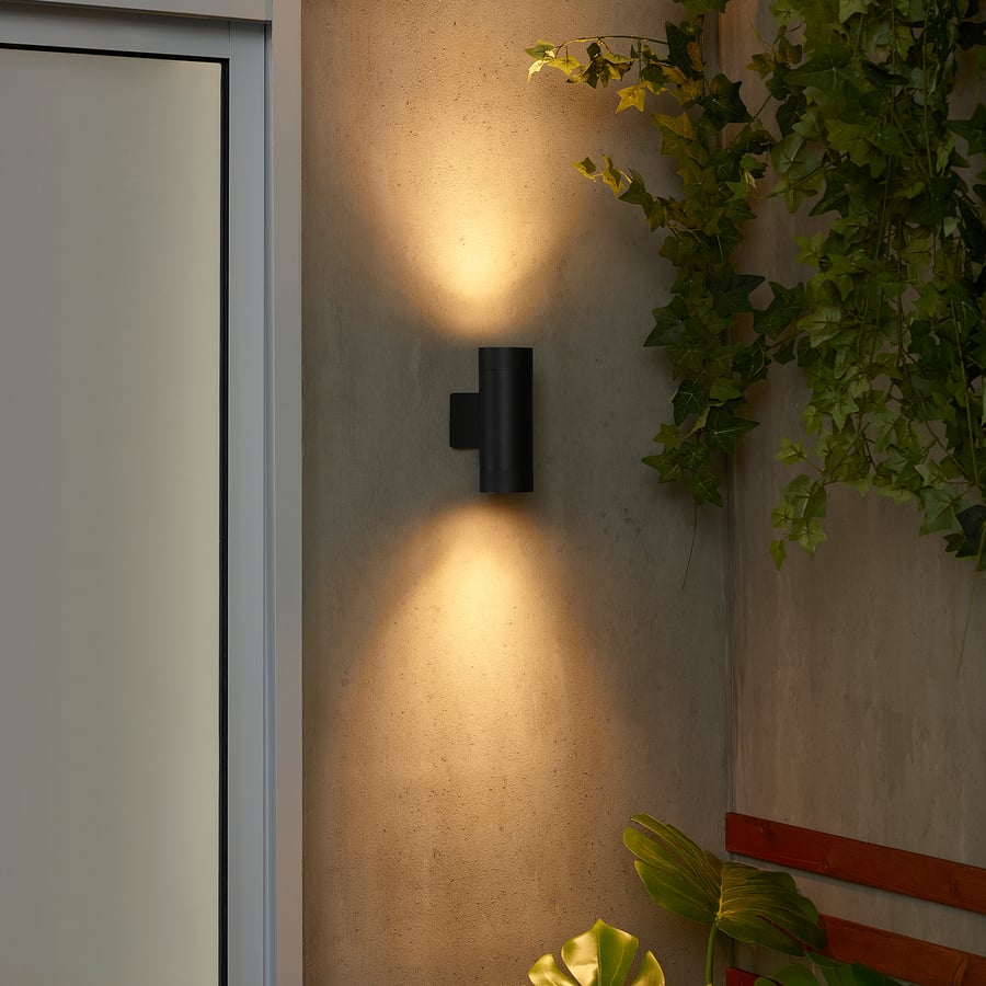 GRÖNSPRÖT sienas lampa, lietošanai ārā melnā krāsā, 16 cm GRÖNSPRÖT sienas lampa, lietošanai ārā melnā krāsā, 16 cm