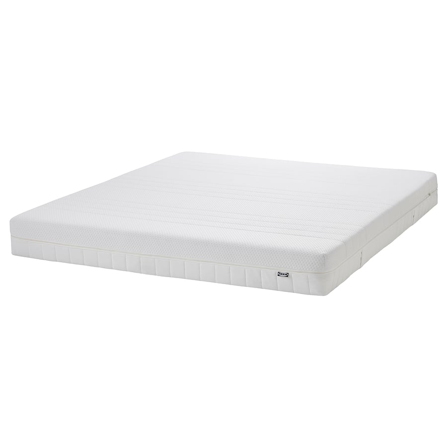 HEMNES gultas rāmis ar matraci, balta beice/Åkrehamn stingrs, 90x200 cm