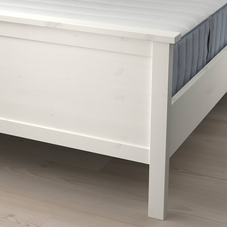 HEMNES gultas rāmis ar matraci, balta beice/Valevåg ļoti stingrs, 90x200 cm