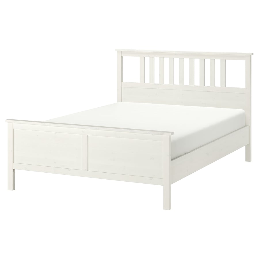 HEMNES Gultas rāmis 140x200cm, balts beicēts ar LUROY redelēm