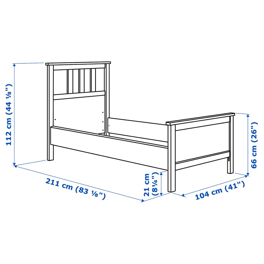 HEMNES Voodiraam 90x200cm, valge peitsitud