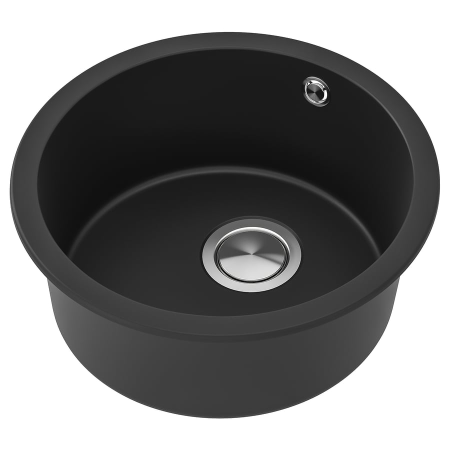 KILSVIKEN  izlietne, 47 cm, melnā krāsā/kvarca kompozītmateriāls 